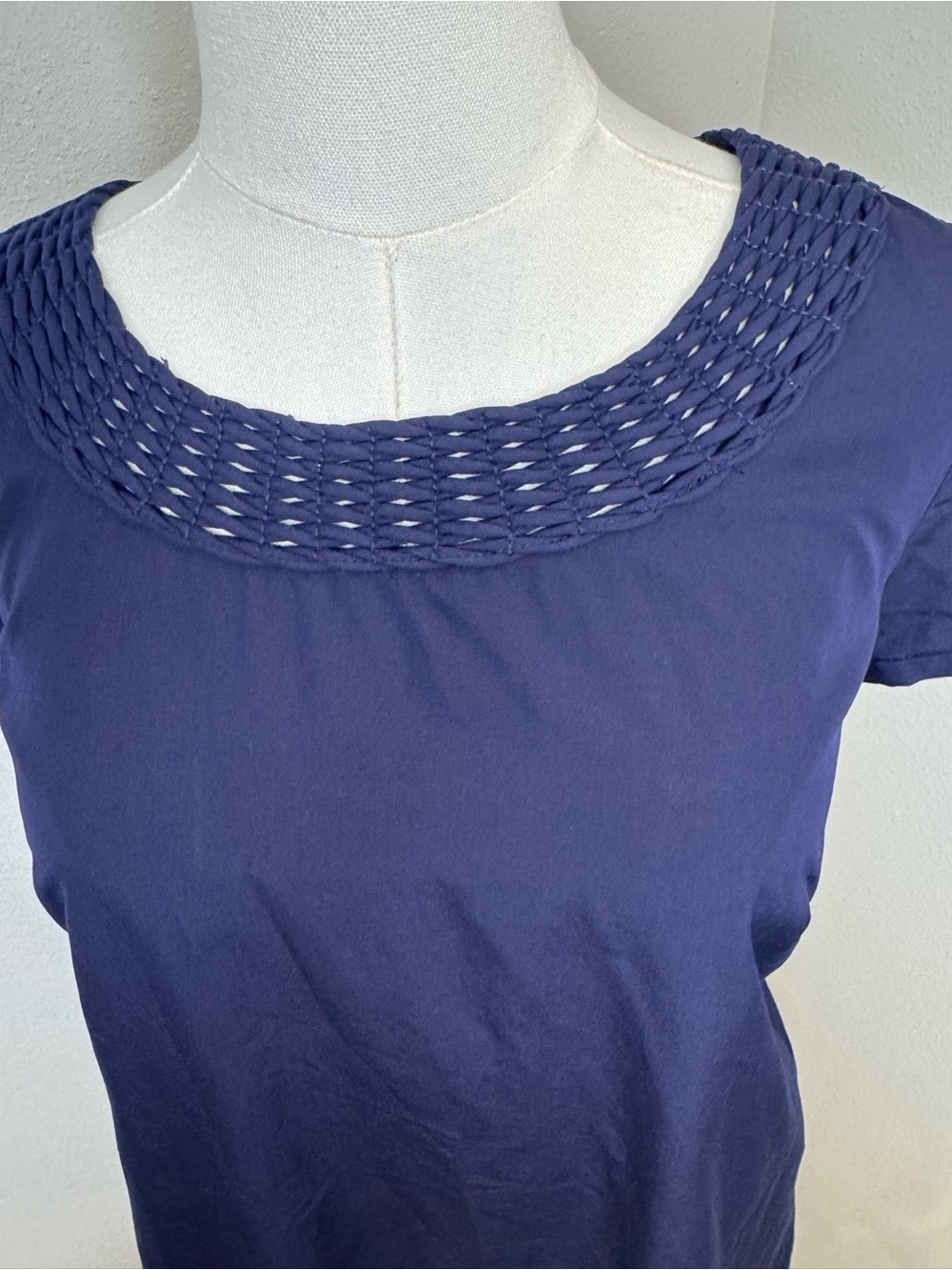 J.Crew Navy Cotton Silk Shift Dress Size 10 Woven Neck Pockets Lined 22888 - Picture 9 of 15